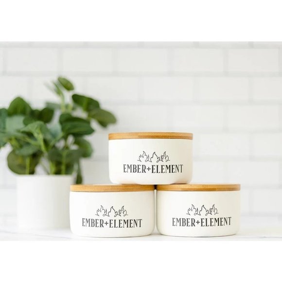 Ember + Element Other - Ember + Element Candle Jar Ceramic Holder Butcher Block Empty NEW